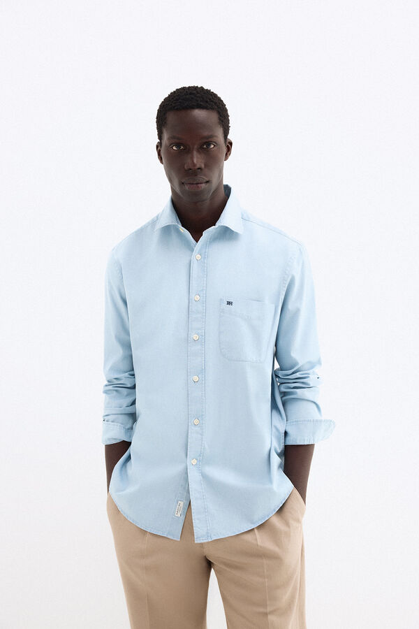 Pedro del Hierro Camisa denim de tecido italiano Azul