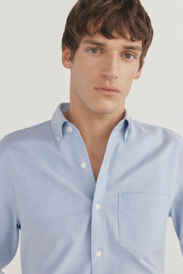 Pedro del Hierro Camisa non iron oxford liso Azul