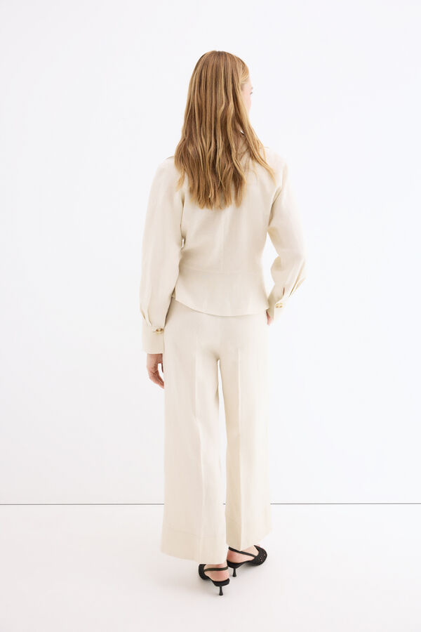 Pedro del Hierro Cal&ccedil;a reta de linho Ecru