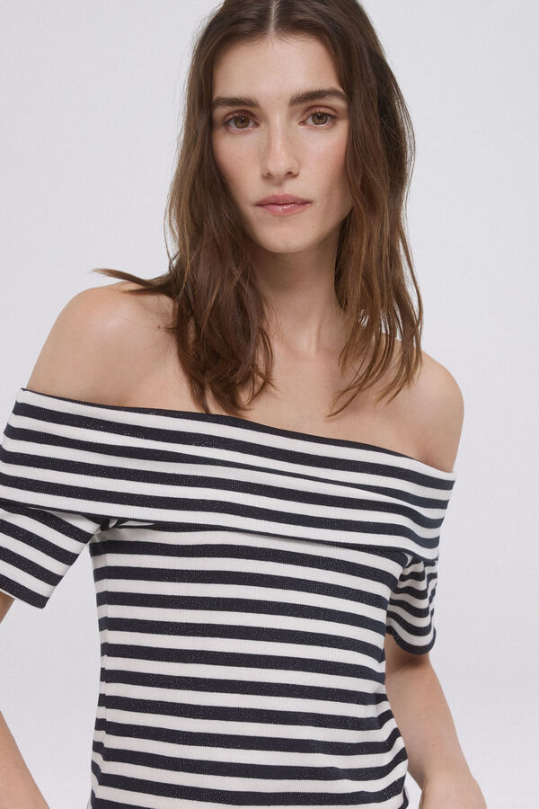 Pedro del Hierro Camiseta sin hombros rayas Azul