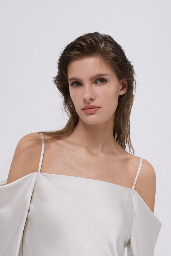 Pedro del Hierro Top de cetim ombro a ombro Amarelo