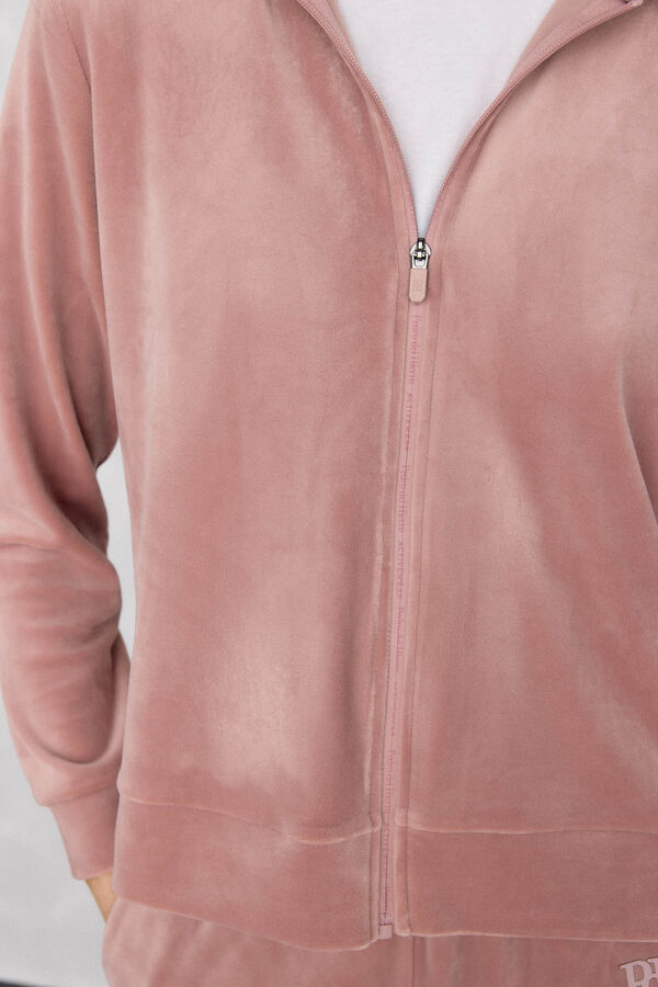 Pedro del Hierro Sudadera terciopelo capucha activewear Rosa