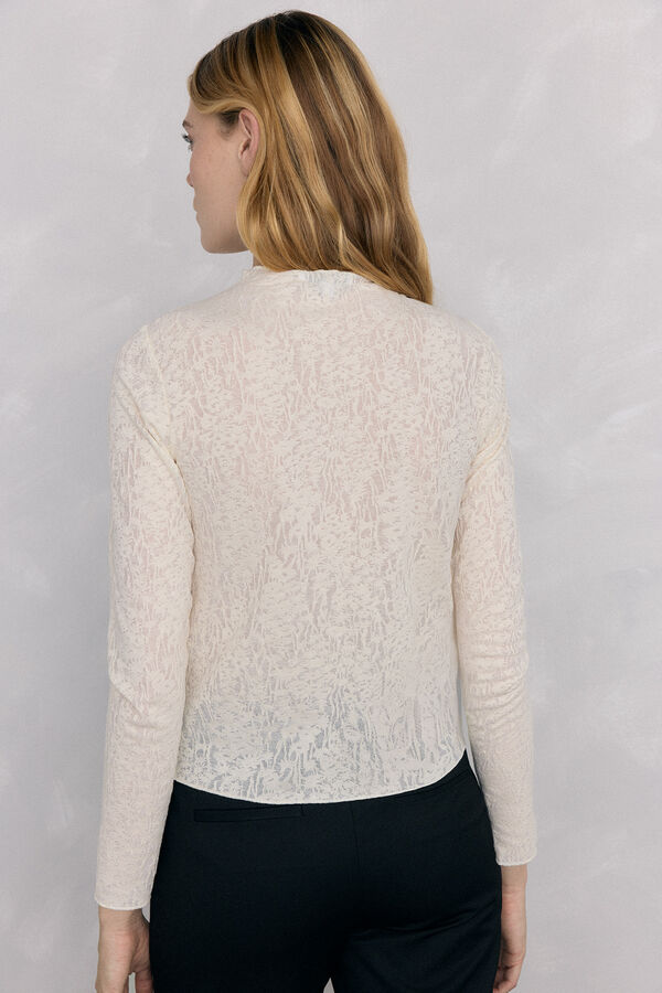 Pedro del Hierro Camiseta Devor&eacute; com franzidos Ecru