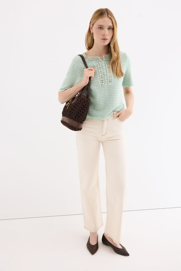 Pedro del Hierro Top de malha crochet Turquesa