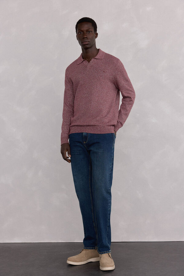 Pedro del Hierro Polo collar torzal liso Burdeos
