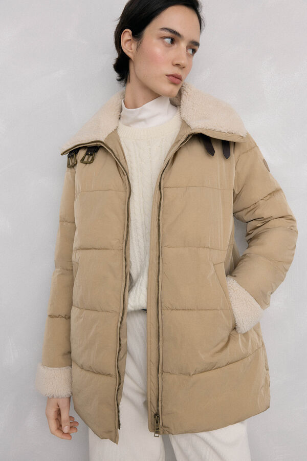 Pedro del Hierro Parka de borrego lisa Beige