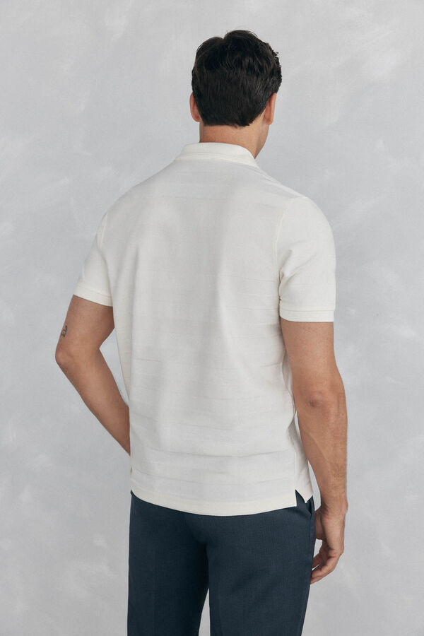 Pedro del Hierro Polo estrutura jacquard Ecru