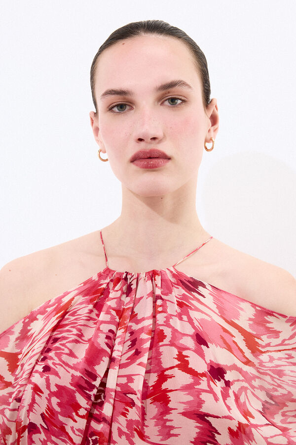 Pedro del Hierro Vestido fluido estampado seda Rojo