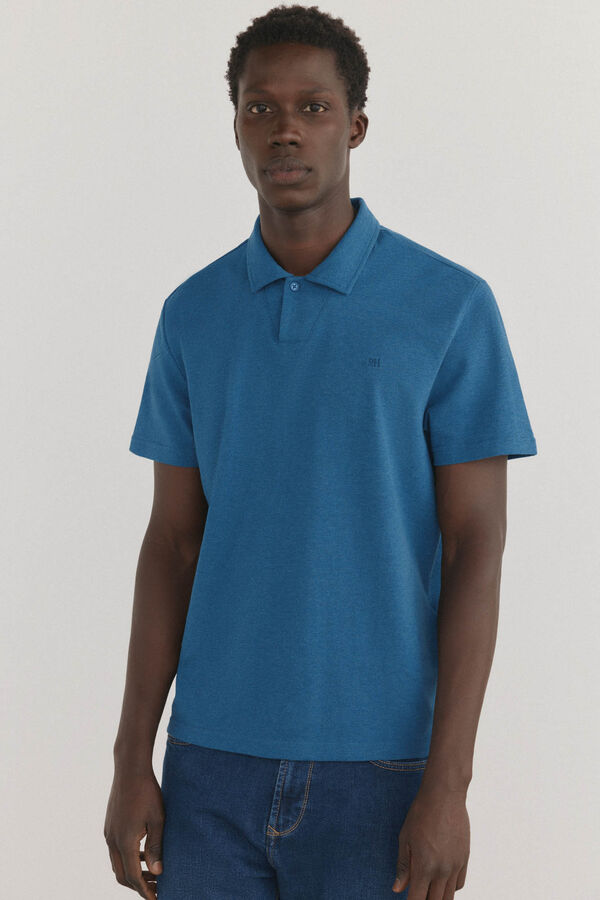 Pedro del Hierro Polo gola aberta Azul