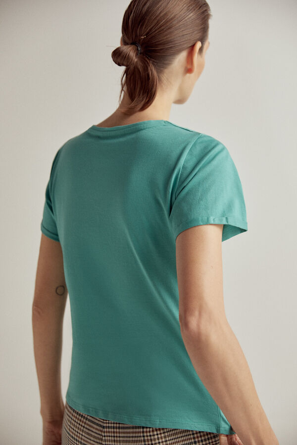 Pedro del Hierro T-shirt manga curta logo algodão orgânico Verde