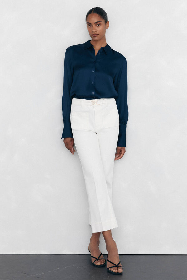 Pedro del Hierro Camisa sat&eacute;n lisa Azul