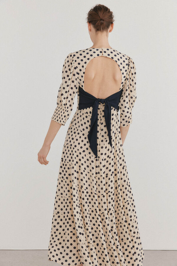 Pedro del Hierro Vestido de bolinhas com la&ccedil;o contrastante V&aacute;rios