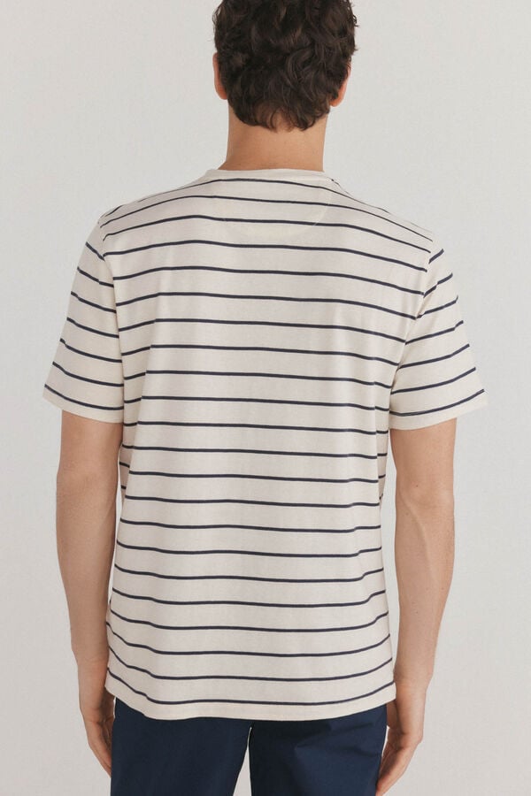 Pedro del Hierro Camiseta r&uacute;stica de rayas Crudo