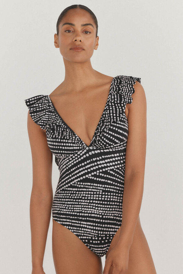 Pedro del Hierro Fato de banho folhos Preto