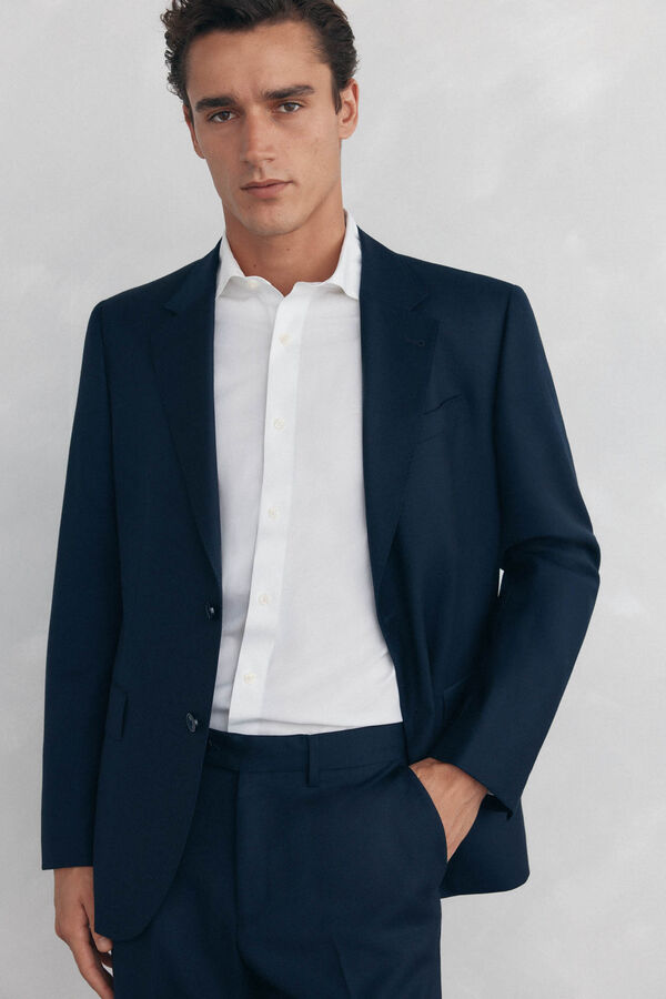 Pedro del Hierro Camisa social lisa, slim fit, resistente a manchas e n&atilde;o engomada Branco