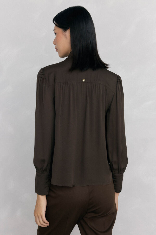 Pedro del Hierro Blusa gasa lazada Marr&oacute;n