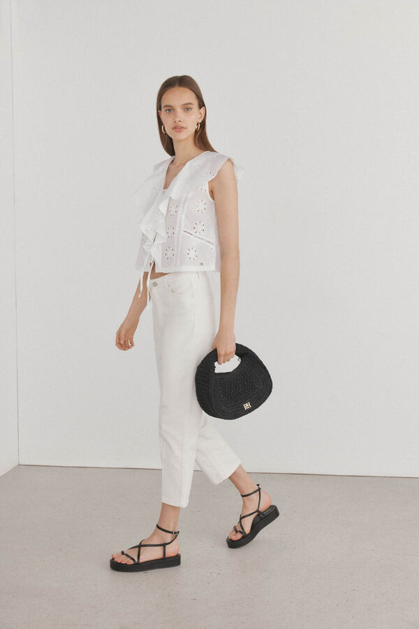 Pedro del Hierro T-shirt combinada bordada Branco