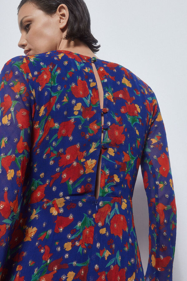 Pedro del Hierro Vestido estampado lurex Turquesa