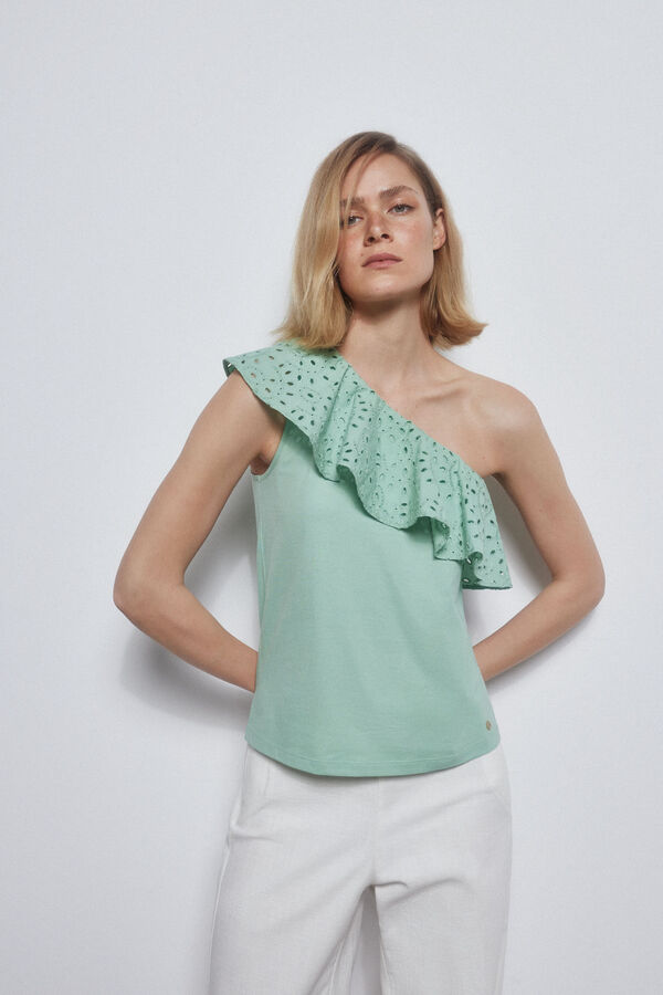 Pedro del Hierro Camiseta asimetrica volante Azul