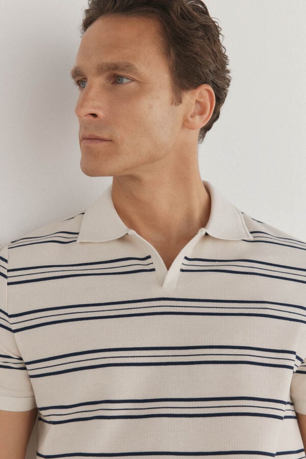 Pedro del Hierro Polo de rayas estructura Crudo