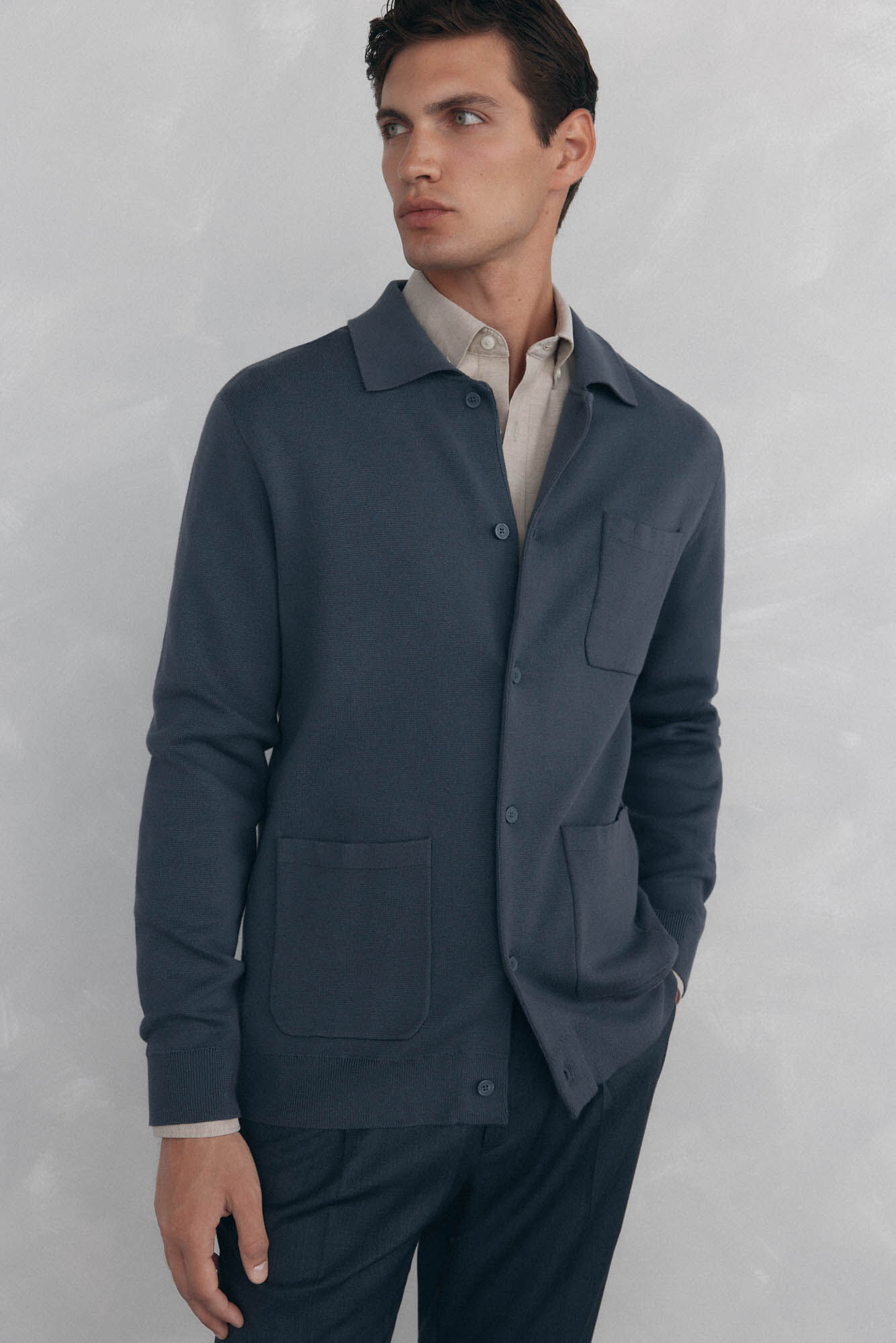 Pedro del Hierro C&aacute;rdigan punto algod&oacute;n cuello polo botones