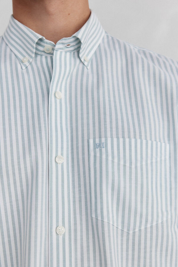 Pedro del Hierro Camisa oxford riscas sem ferro Azul