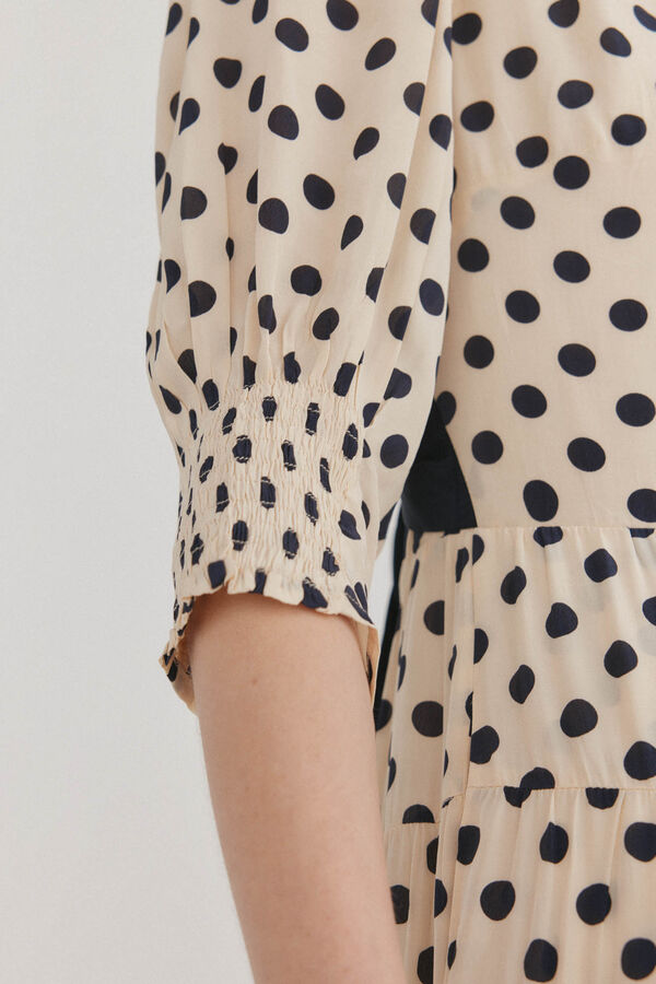 Pedro del Hierro Vestido de bolinhas com la&ccedil;o contrastante V&aacute;rios