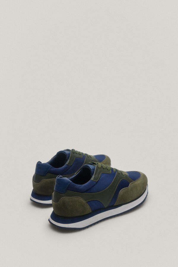 Pedro del Hierro T&ecirc;nis de couro e nylon com sola de borracha Verde