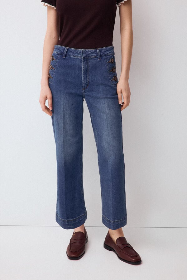Pedro del Hierro Jeans capri wide leg Azul