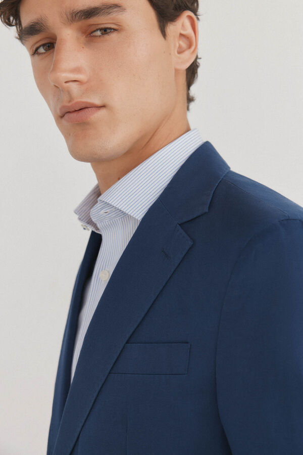Pedro del Hierro Blazer de algod&atilde;o e linho Azul