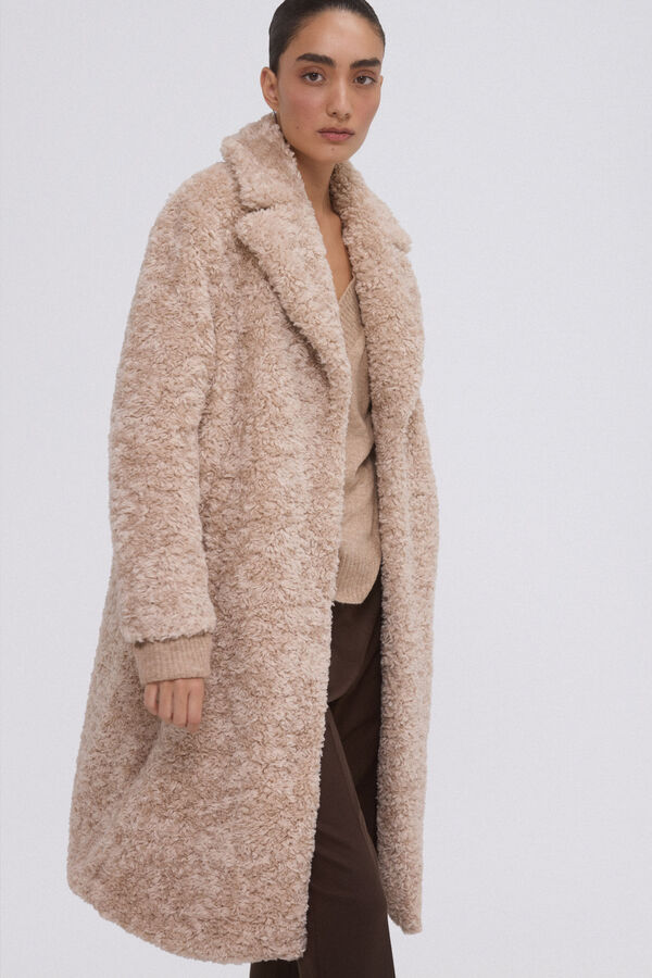 Pedro del Hierro Casaco Sobretudo de pele falsa Beige