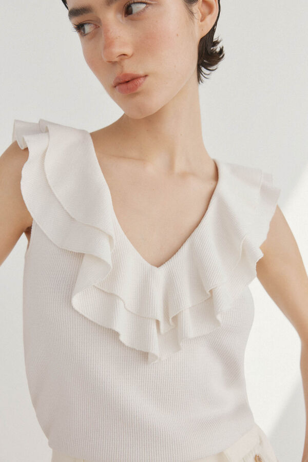 Pedro del Hierro Camiseta volantes Blanco