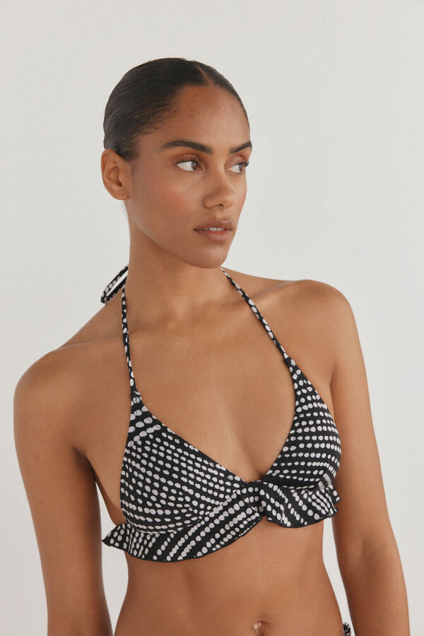 Pedro del Hierro Top bikini halter com babado Preto
