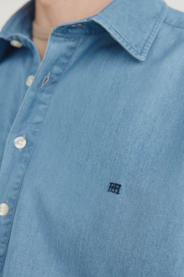 Pedro del Hierro Camiseta denim de tecido italiano Azul