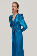 Pedro del Hierro Vestido sat&eacute;n nudo Turquesa