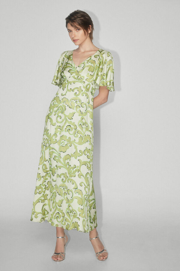 TFP by Tamara Falcó Vestido M/C estampado cenefa Verde