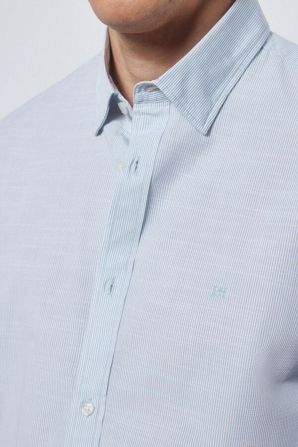 Pedro del Hierro camisa mil riscas algod&atilde;o flam&eacute; Verde