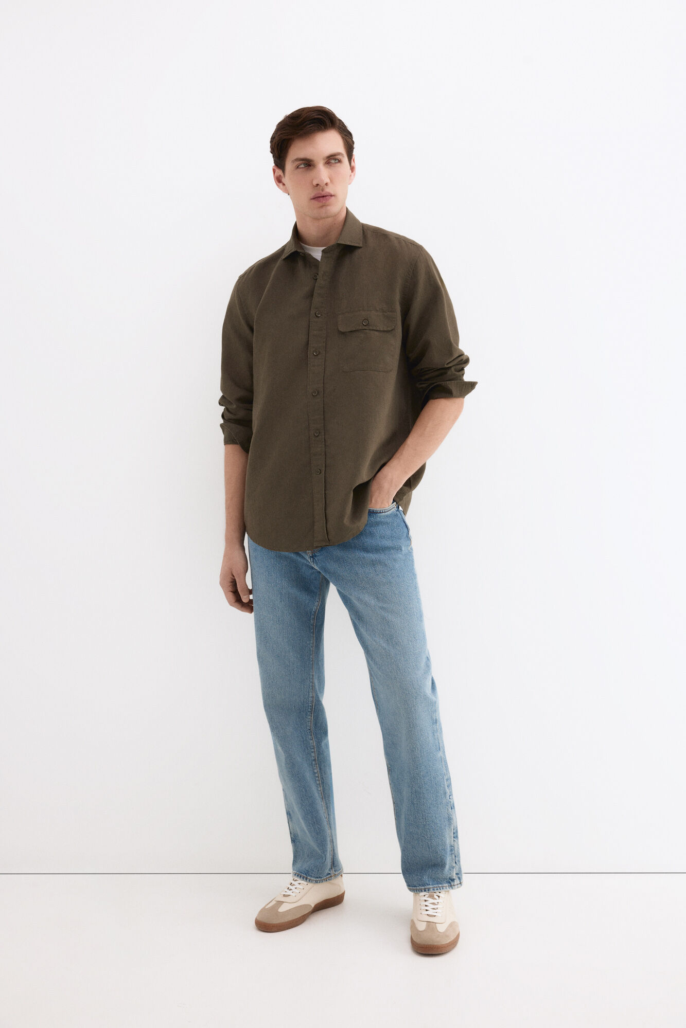 Pedro del Hierro Camisa em linho com bolsos