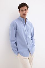 Pedro del Hierro Camisa em seersucker &agrave;s riscas Azul