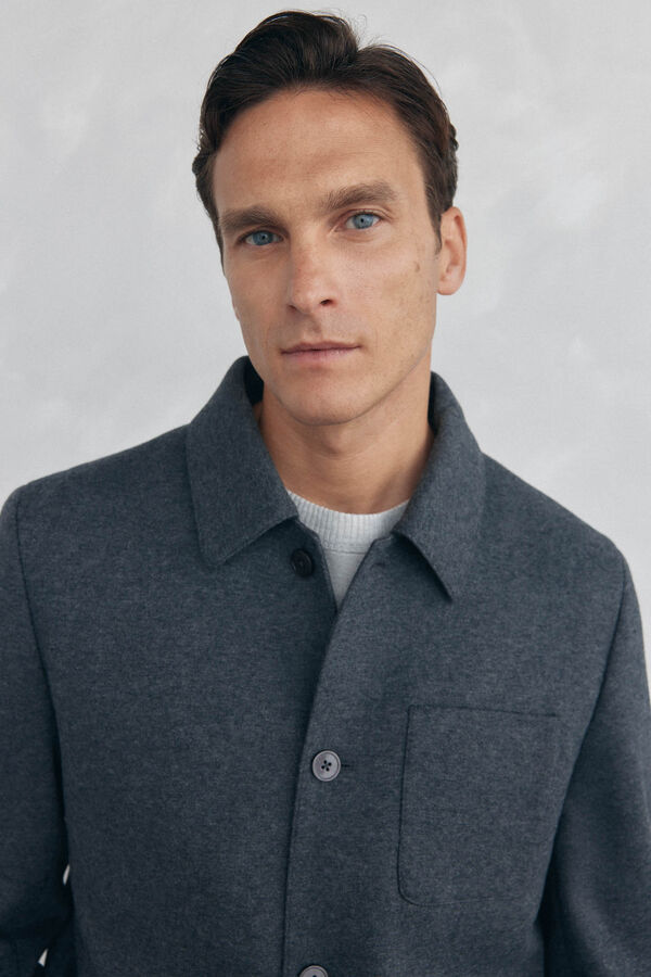 Pedro del Hierro Sobrecamisa de l&atilde; cinza Cizento