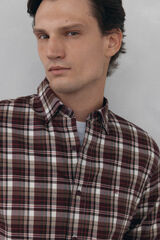 Pedro del Hierro Camisa cuadros Tencel Burdeos