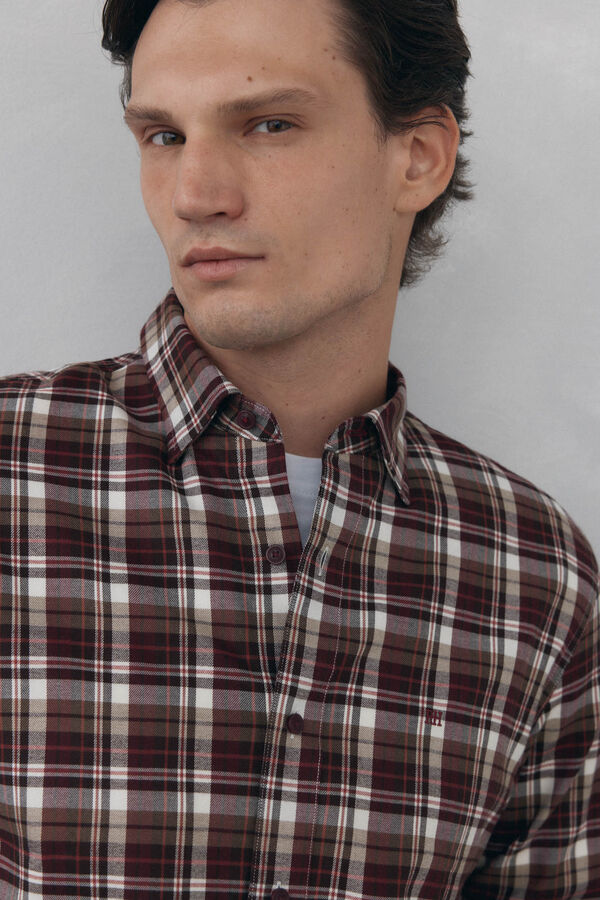 Pedro del Hierro Camisa cuadros Tencel Burdeos