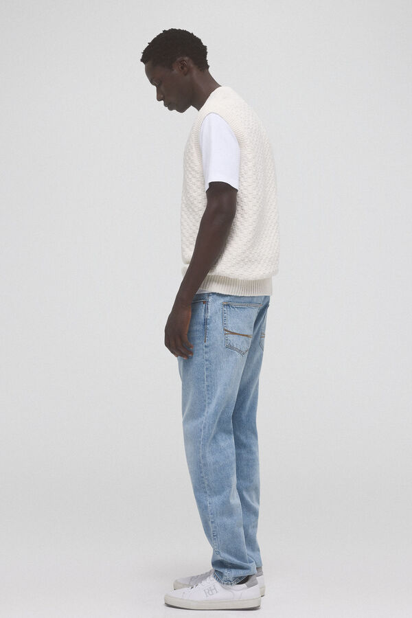 Pedro del Hierro Colete em malha de algod&atilde;o com estrutura quadrada Ecru