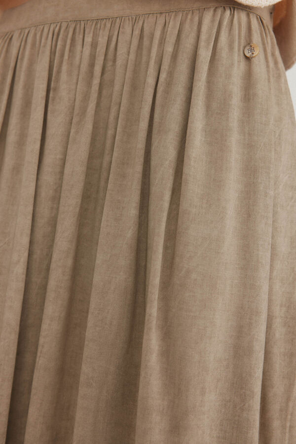 Pedro del Hierro Saia midi volume de linho Verde