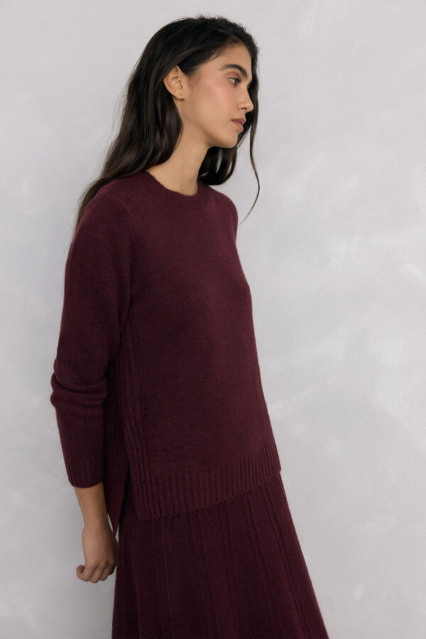 Pedro del Hierro Jersey jaspeado aberturas laterales Burdeos