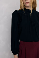 Pedro del Hierro Blusa de chiffon com babados Preto