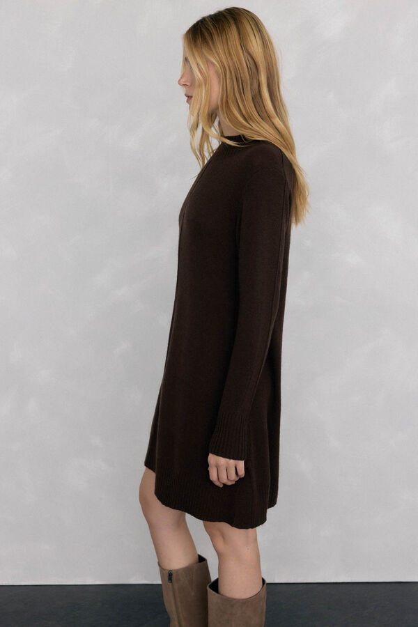 Pedro del Hierro Vestido de punto costura central lana Marr&oacute;n