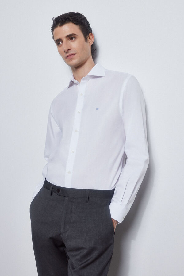Pedro del Hierro camisa formal lisa non iron + antimanchas Branco