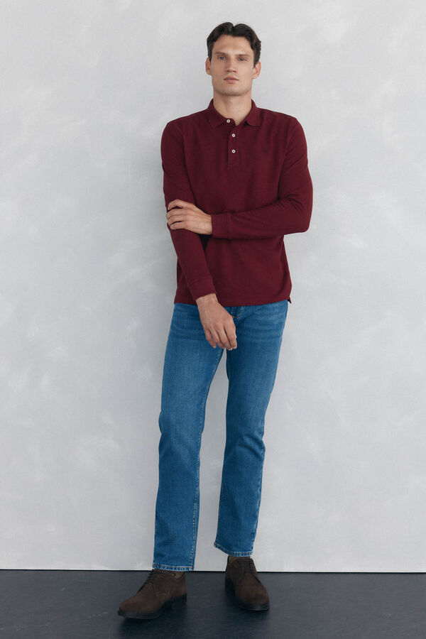 Pedro del Hierro Polo b&aacute;sico manga larga Burdeos