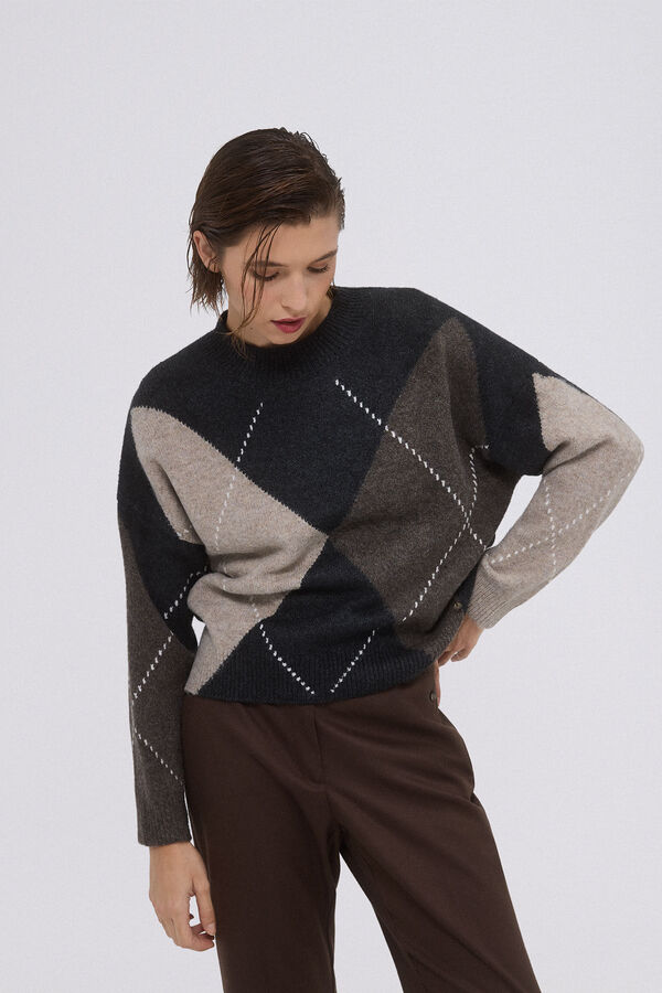 Pedro del Hierro Jersey jacquard rombos Gris